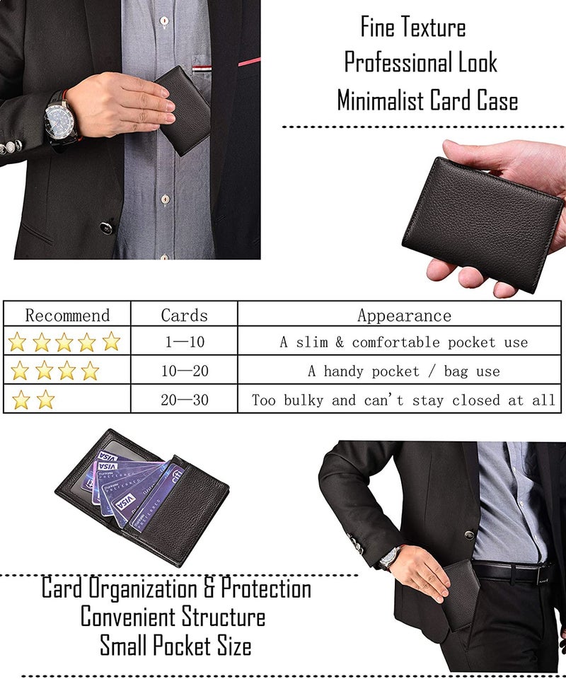 Outrip Genuine Leather Business Card Holder Name Card Case Credit Card Wallet with ID Window RFID Blocking (Coffee) - Image 5